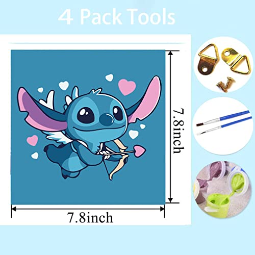 Eiazuiks Paint By Number For Kids, 4 Packs Cartoon Diy Paint By Number For Adults Beginner Acrylic Paint By Number For Ages 8-12 Kids, Oil Painting Perfect For Gift Decor - 8X8 Inch #TOP2