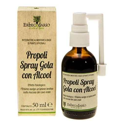 Propoli Spray Gola con alcool azione lenitiva sulle prime vie respiratorie 50ml, propoli con eucalipto erisimo e limone, spray mal di gola purificante - Made in Italy
