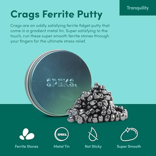 Speks Original Crags Ferrite Putty | 500+ Ferrite Stones in a Tin, Fidget Toy for Stress Relief, Sensory Desk Toy for Adults & Teens 14+ | Tranquility, Small