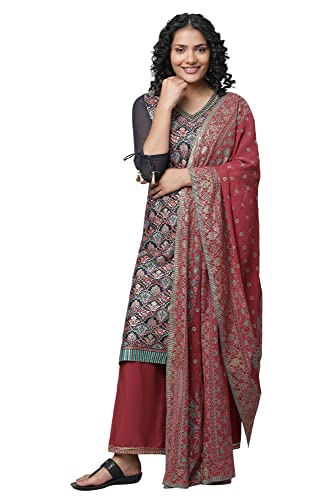 Image of Aurelia Women Viscose Festive Kurta Palazzo With Dupatta Set