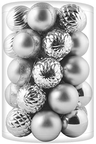 34Cts Christmas Balls Ornaments - 2.36Inches Shatterproof Silver Christmas Decorations, Sparkling Silver Christmas Ornaments, Hanging Ornaments Balls For Christmas Trees (Silver) #TOP16