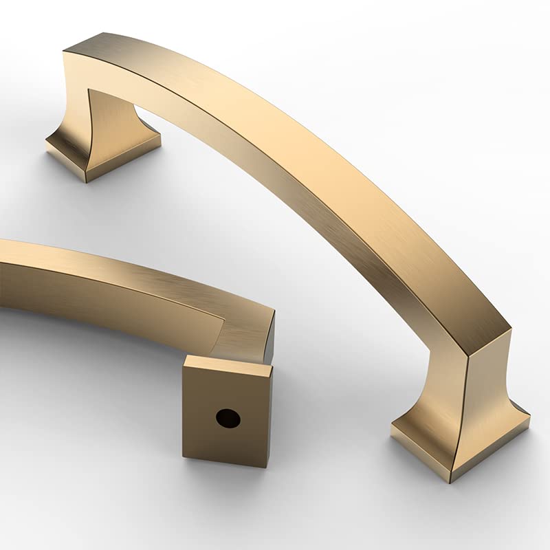 Asidrama 10 Pack 4 Inch(102mm) Hole Centers Champagne Bronze Kitchen Cabinet Handles, Gold Cabinet Pulls Kitchen Cabinet Hardware for Cupboard Drawer Handles Dresser Pulls