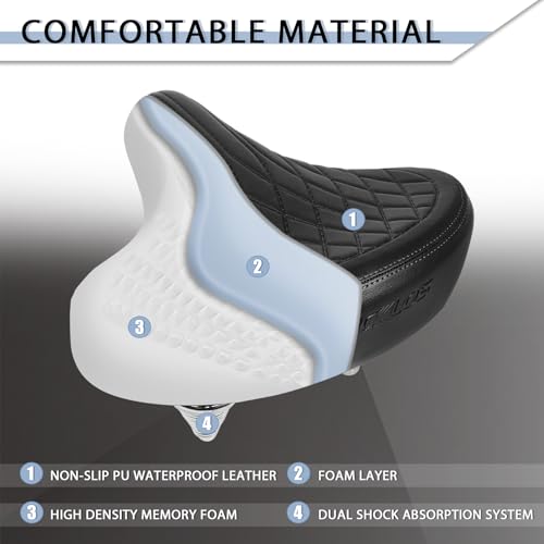 BUCKLOS Comfort Wide Bike Seat