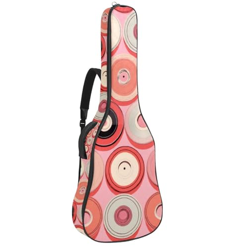 Housse guitare acoustique 41 pouces imperméable et rembourrée avec motif disques roses