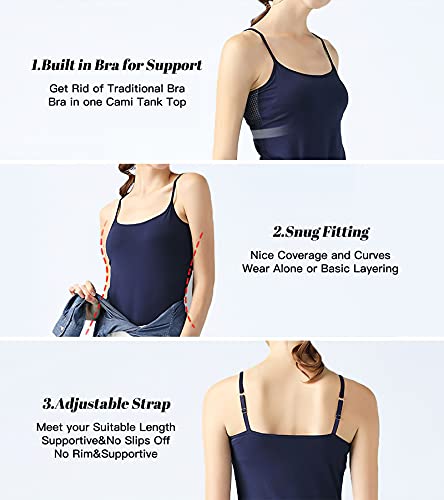 Women Camisole with Built-in Bra Cup Strap Supportive Padded Tank Top Layering Cami Undershirt for Yoga2