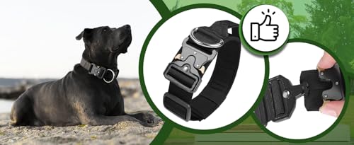 Retoo Taktisches Hundehalsband Für Große Hunde 45–65 cm, Verstellbar, 45 mm Breit, Mit Metallschnalle & Zuggriff, Reißfestes Gurtband, XL Quick Release