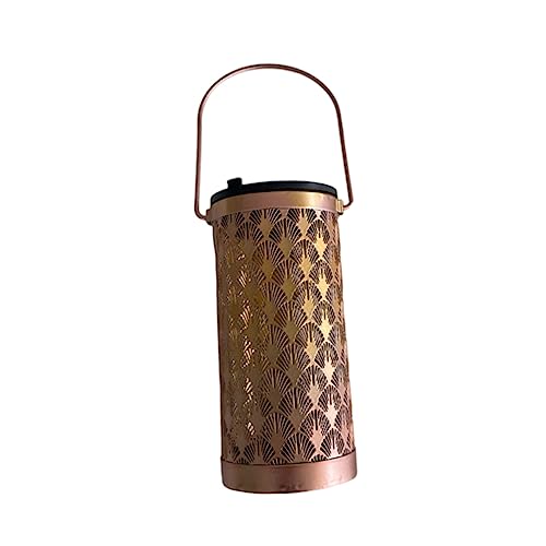 Operitacx 1 Pieza Lámpara Solar Colgante de Hierro Decorativa LED para Jardín Diseño de Luz Cálida con Resistente y Recargable para Exteriores y Decoraciones de Fiesta Color Rosa Dorado