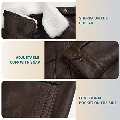 Mens Faux Leather Jacket, Padded Windbreaker, Motorcycle Biker Bomber Coat with Hood4