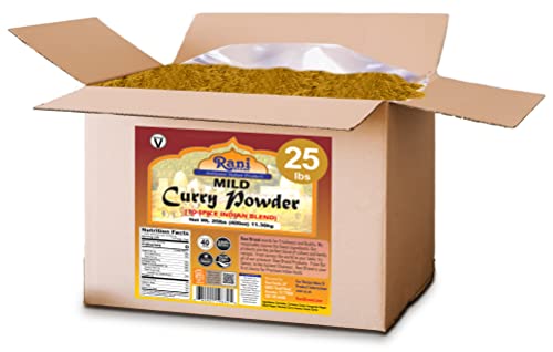 Rani Curry Powder Mild (10-Spice Authentic Indian Blend) 400oz (25lbs) 11.36kg Bulk Box ~ All Natural | Salt-Free | NO Chili or Peppers | Vegan | No Colors | Gluten Friendly | NON-GMO | Indian Origin