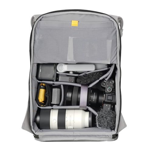Image of VANGUARD VEO Lite B30L Camera & Everyday Backpack (Cream) - Fits Full-Frame Camera with 70-200mm Attached + 4 Lenses, 16 inch Laptop Storage, 3-Way Access, Convertible Daypack Design