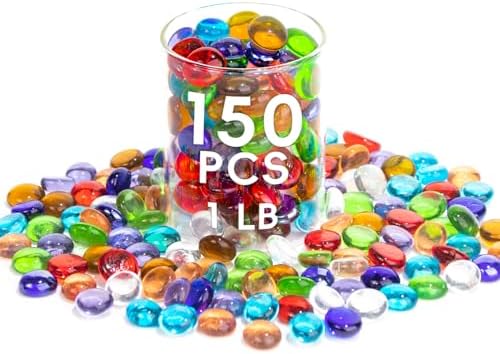 Amazon.com: 2LB Flat Glass Beads for Vases, 200 PCS Colorful Glass Gem ...