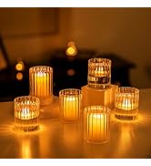 Hewory Glass Hurricane Candle Holders Set of 6, Clear Cylinder Vases