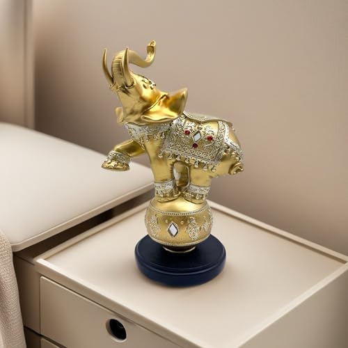 Estatua de Elefante Dorado de Resina para Decoración miniatura 1