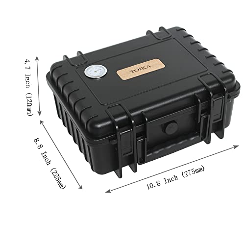 Toika Durable Black Cigar Humidor With Hygrometer, Travel Cigar Carrying Case With Cutter And Lighter Gift Set - Waterproof,Crushproof -Holds Up To 30 Cigars #TOP2
