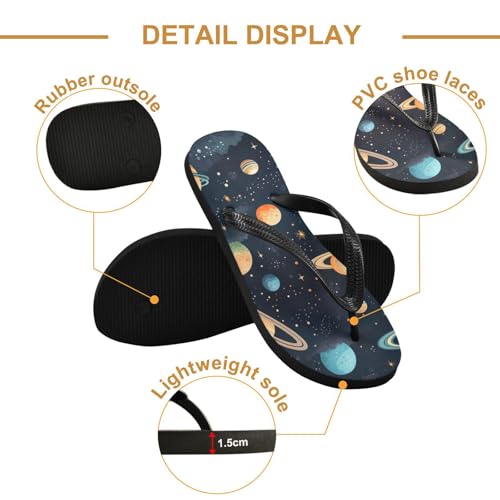 Womens Flip Flops Space PlanetsNon-Slip Casual Beach Slippers Rubber Sandals214B28242