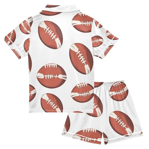 senya Orange Football A Satin Summer Pajama Sets Silk Short Sleeve Button Down Sleepwear2