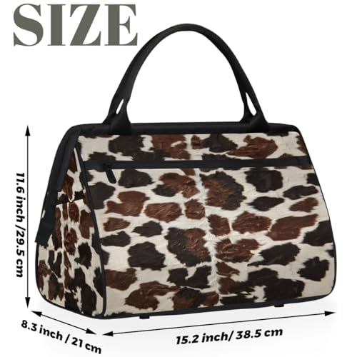 Bolsa de viaje de vaca para deporte, gimnasio y yoga con organizador de equipaje grande 3