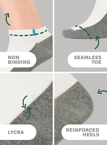 Men's No-Show Liner Socks, Premium Cotton, Size 8-12, 5 Pairs2