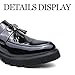 Men's Patent Leather Brogue Slip-On Platform Loafer Shoes with Tassel Fashion Round Toe Low Top Lug Sole Non-Slip Business Dress Shoes for Party Dating Prom (9) Black
