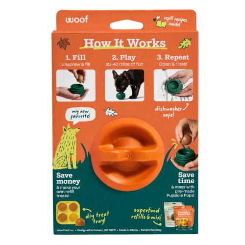 Image of WOOF Pupsicle Interactive Dog Ball Toy for Dogs Small 10-25 lbs - Orange