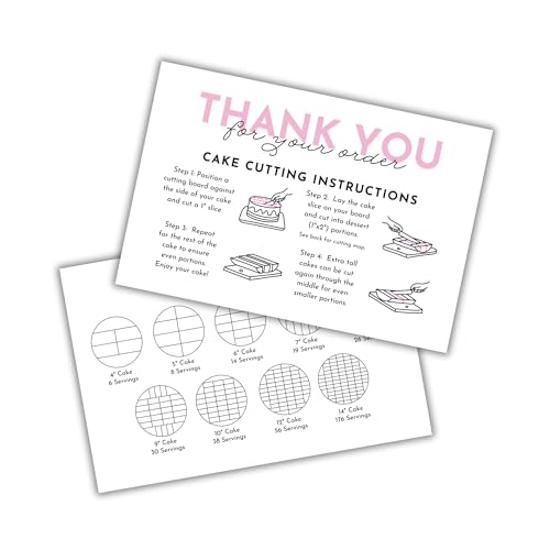 Cake Cutting Guide Instruction Care Cards | 30pk 4x6” Round
