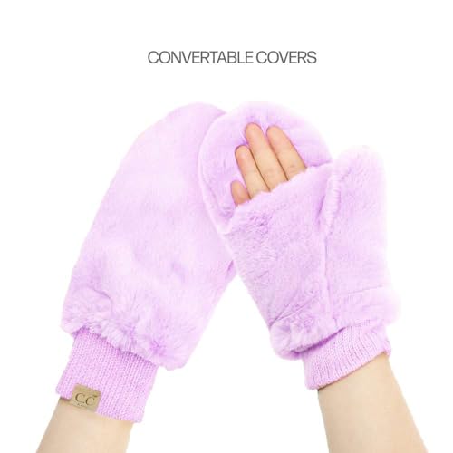 Image of C.C Kids Faux Fur Sherpa Lined Convertible Mittens