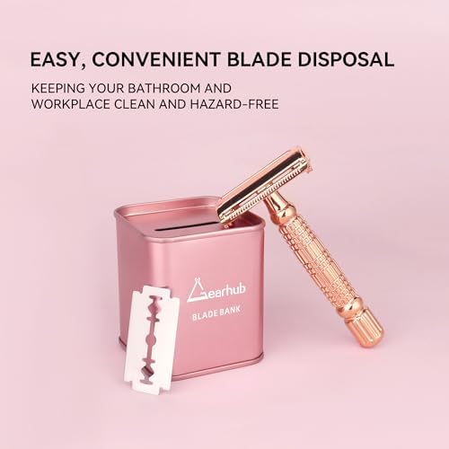 Gearhub Blade Bank Sharps 처리기 용기, 중고 안전 면도날을 안전하게 보관, 이발소 및 개인 사용을 위한 대용량 밀폐 디자인, 300개 이상의 블레이드 보관 매트 핑크 — 사진 6