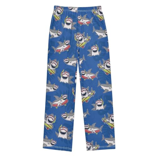Diving Shark Surf Boys Long Pants Soft Trousers Elastic Waist Kids Lounge Bottoms with Pockets S-XL