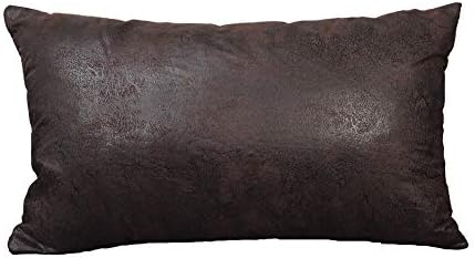 WFLOSUNVE Soft Faux Leather Pillow Cover, Decorative Throw Lumbar Pillow Case Cushion Cover for Couch and Sofa 12x20 Inch (Dark Brown)