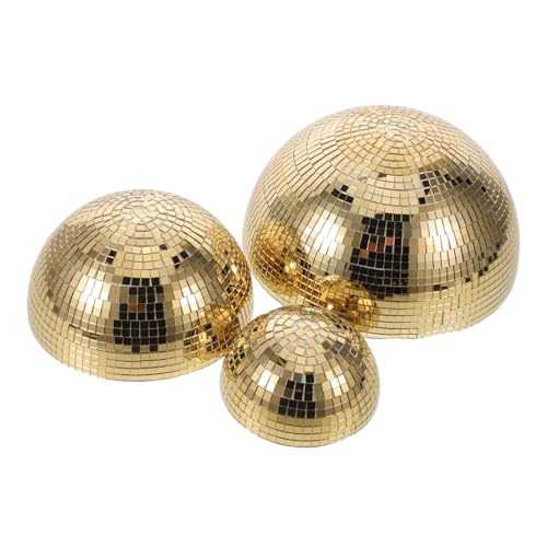 Conjunto de 3 bolas espejadas doradas Homoyoyo, globos reflectantes de vidrio para colgar en pared, fácil instalación, decoración para bodas, salas y fiestas temáticas miniatura 1