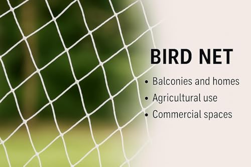 Image of Anti Bird Protection Net, White UV-Stabilized HDPE Multi-Filament Mesh with Installation Kit, Tying Ropes (White, 10X6 FEET)