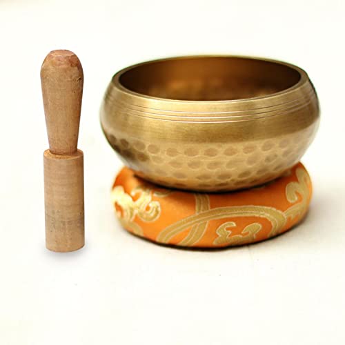 KLKCMS Conjunto de tigela de canto tibetana, artesanato de martelo de madeira de cobre, tigelas deco