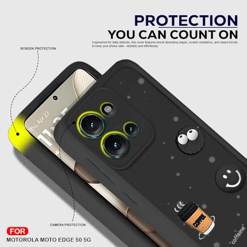 Image of AESTMO Back Case Cover for Motorola Moto Edge 50 5G Cover | Cute Fun Cartoon 3D Ball | Coffee Silicone Case | Full Body Protection | Camera Protection Back Cover for Motorola Moto Edge 50 5G (Black)