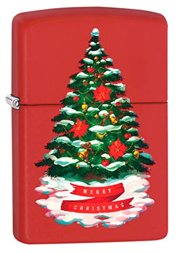 Encendedor Zippo Árbol de Navidad rojo mate miniatura 1