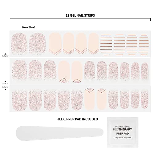 Dashing Diva Gloss Nail Strips - In The Blush | Uv Free, Chip Resistant, Long Lasting Gel Nail Stickers | Contains 32 Nail Wraps, 1 Prep Pad, 1 Nail File #TOP2