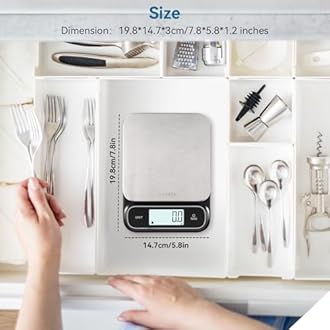 BOMATA Waterproof IPX6 Kitchen Scale, 0.1g High Precision, Max 5kg, Washable, Stainless Steel Weighing Platform, Digital Scale for Food，Cooking, Weight Loss, etc. AAA Black