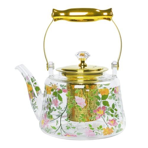 dingdaer Glass Teapot Stovetop 36 OZ/1100ml, Borosilicate Clear Tea Kettle,