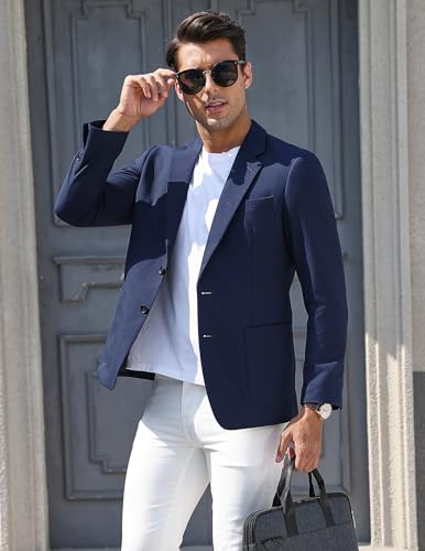 Vssjavun Mens Blazer Sport Coats Lightweight Sport Coat Regular Fit Casual Blazer NBlue L4