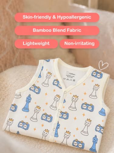 Image of Kidbea Bamboo Muslin Jhabla for Newborn Baby, V-Neck Sleeveless Button Jhabla Shirt, Soft Breathable Infant Kids Clothing for Summer Wear