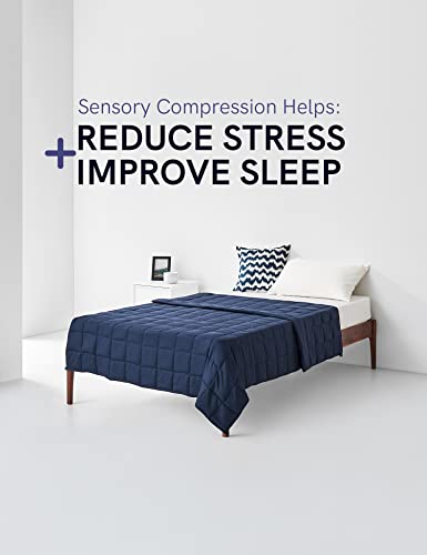 Ynm Weighted Blanket — Heavy 100% Oeko-Tex Certified Cotton Material With Premium Glass Beads (Navy, 41''X60'' 7Lbs), Suit For One Person(~60Lb) Use On Twin Bed #TOP2