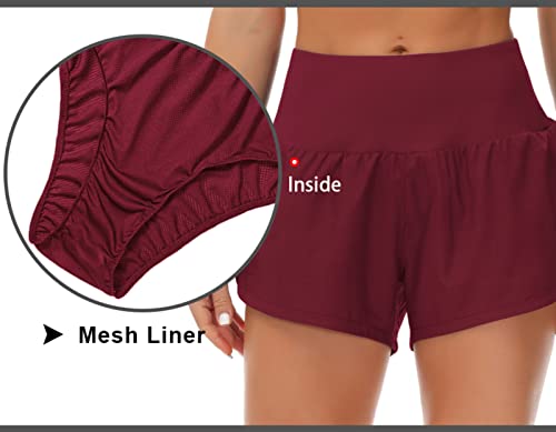 Image of THE GYM PEOPLE Womens High Waisted Running Shorts Quick Dry Athletic Workout Shorts with Mesh Liner Zipper Pockets