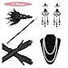 Produktbild Tinke 1920er Jahre Kostümsets Stirnband Halskette Handschuhe Zigarettenspitze Ohrringe Retro Stil 5 Stück Kostüm Accessoires für Damen - Schwarz