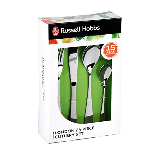 Russell-Hobbs-BW031302-London-Cutlery-Set-Stainless-Steel-24-Piece-Flatware-for-6-People-Lightweight-Elegant-Tableware-Perfect-for-Families-Parties-Students-New-Homeowners-15-Year-Guarantee