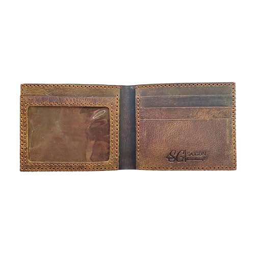 Genuine Leather Wallet for Men - Mens Handmade Stitch Vintage Leather Wallet - Bifold Card Holder Wallets for Men - Best Gift for Him, Father, Husband, and Boyfriend - Deer Details2