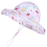 Baby Hats for Girls Toddler Baby Girl Sun Hat Summer Kids Beach Hat UPF 50+ Bucket Caps Flamingo 2-4