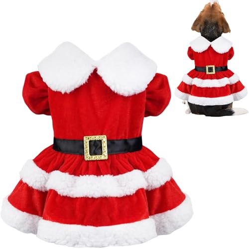 GOYOSWA Dog Christmas Dress Dog Christmas Outfit Clothes Red Dog Santa Costume Dog Holiday Outfit Christmas Dresses for Small Medium Dogs (Christmas Dress, X-Large)