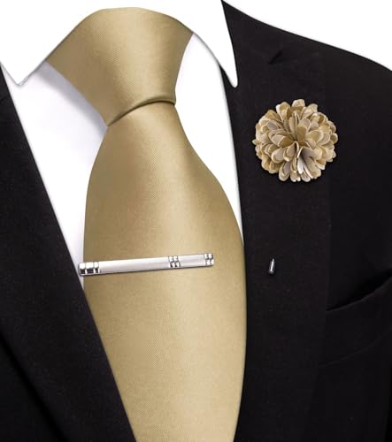 Image of Hi-Tie Pretied Boys Ties Solid Color Kids Adjustable Necktie Lapel Pin Clip Set Age 8-12 Wedding School Graduation