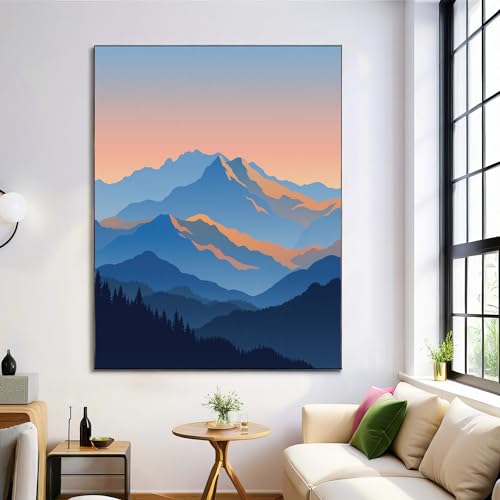 Cuadros decorativos de puesta de sol en la montaña para un dormitorio relajante
