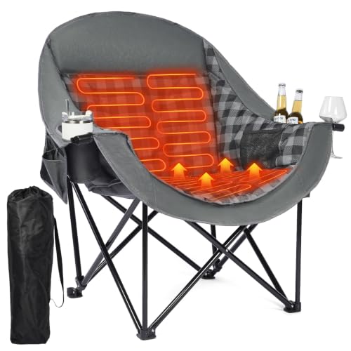 Image of Heated Oversized Camping Chair - Heavy Duty Padded Comfy Warm Outdoor Chair