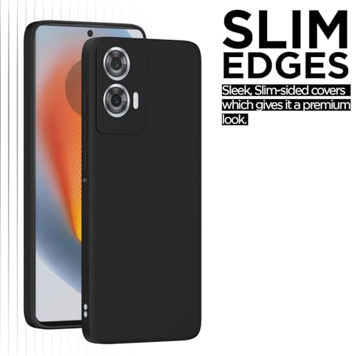 Image of Pikkme Back Cover for Motorola Moto Edge 50 Fusion 5G / Motorola Moto G96 5G | Slim Soft Matte Silicone Cover with Camera Protection & Shockproof Bumper Case (Black)